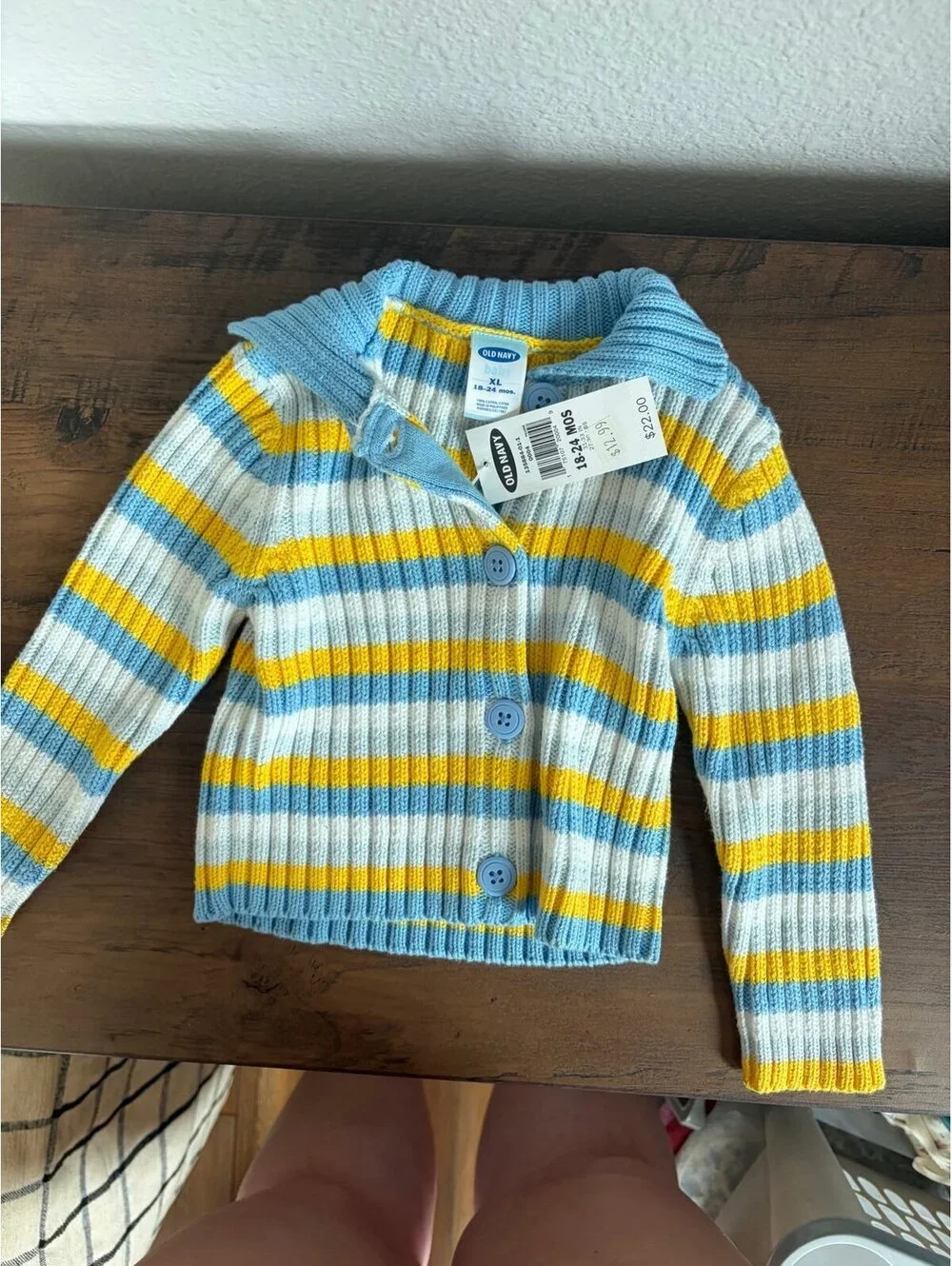 NWT Old Navy blue/yellow/white sweater size 18-24m